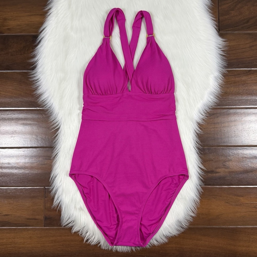 Tommy Bahama Women's Size 10 Pink Island‎ Cays Gold Ring One Piece Swimsuit
